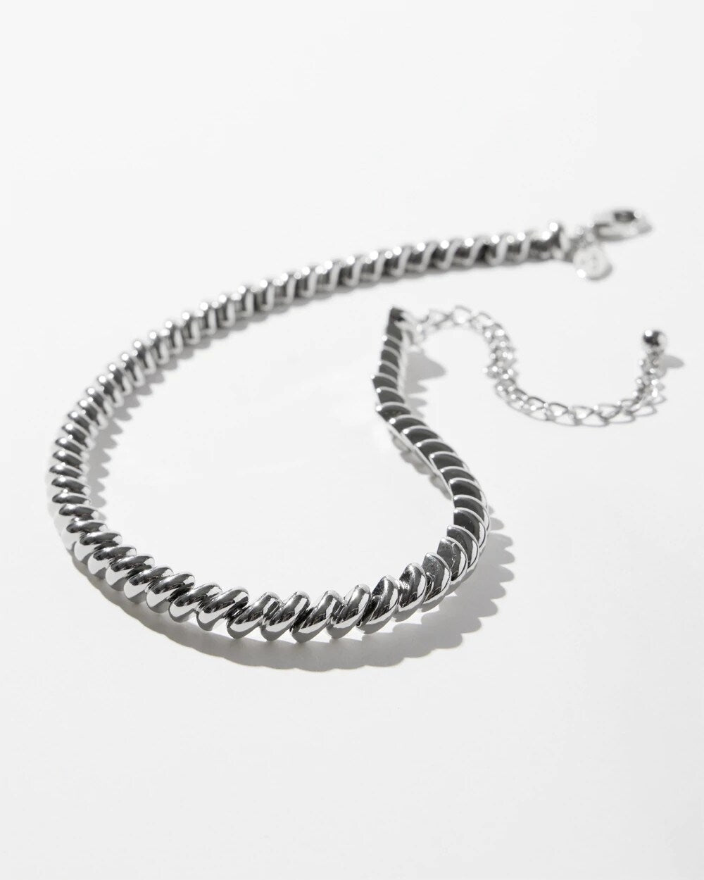 Silver Silver Tone Twist Collar Necklace