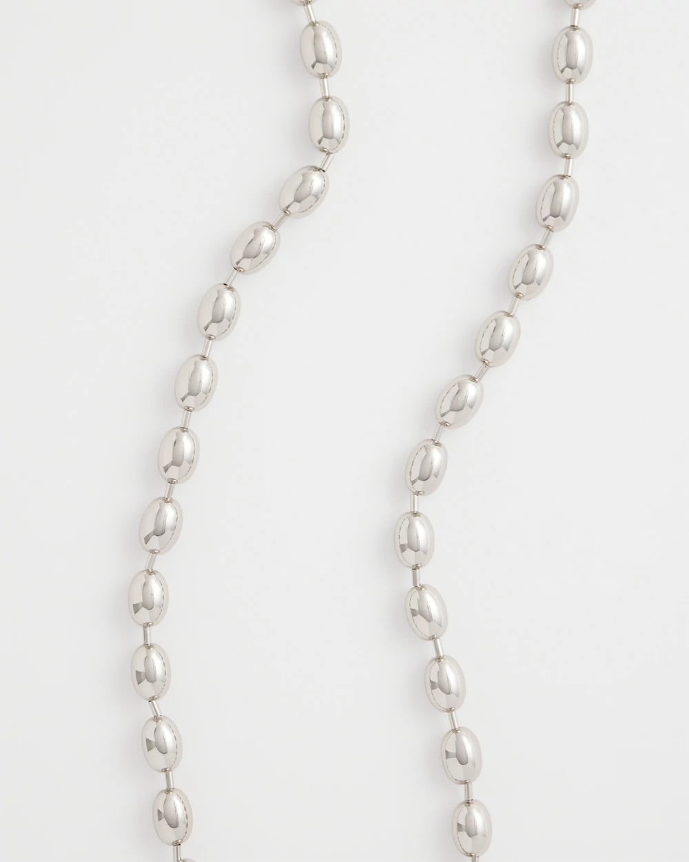 Silver Silver Bead Long Single Strand Necklace