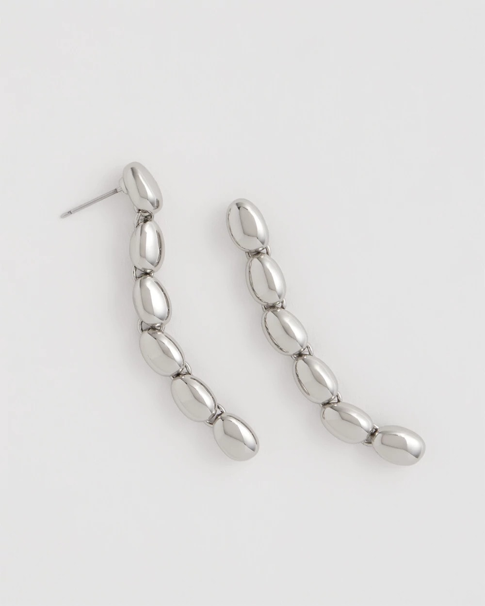 Silver Silver Linear Bead Earrings