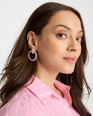 Pink Pink Twist Drop Hoop Earrings