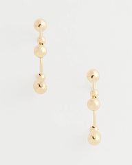 Gold Goldtone Beaded Hoop Earrings