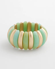 Aqua Aqua and Gold Stretch Bracelet