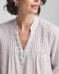 Dove Gray Embellished Linen Kurta Tunic