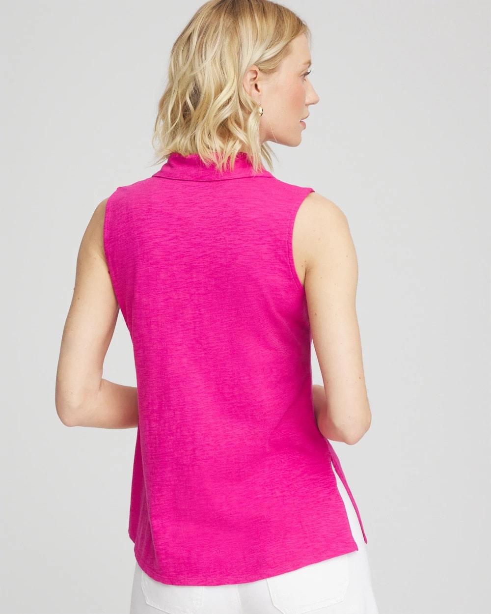 Crushed Berries Slub Sleeveless Collared Tunic